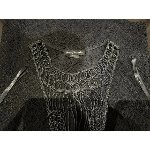 Vintage Stock Ann Ferriday Grunge Goth Avant Garde Lace Top M - Picture 4 of 4